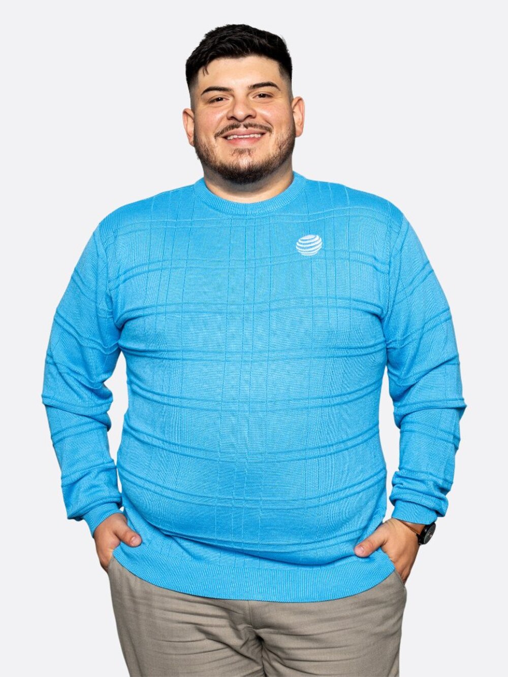 NWT AT&T Unisex Del Mar Jacquard Knit Sweater - Blue, Size XL